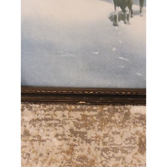 Vintage Lone Wolf Print Alfred Kowalski Framed Lithograph 17" x 13" Print - Picture 5 of 5